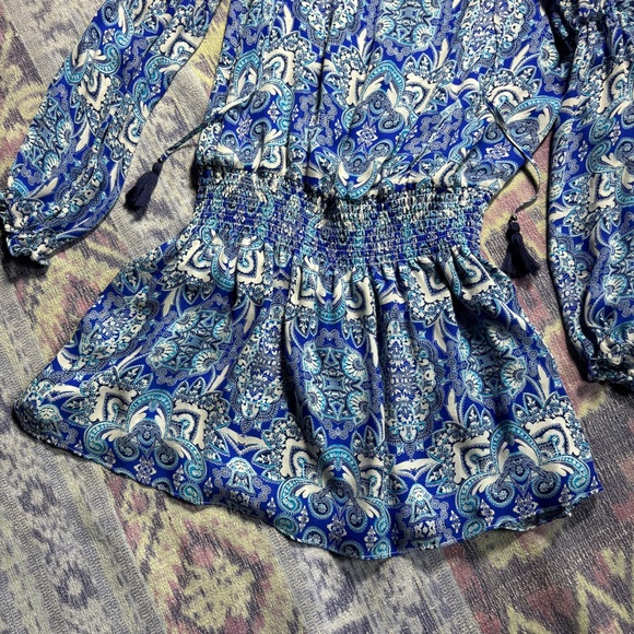 Parker Women's Maeve Mini Dress Drop Waist Long Sleeves In Glacius Brocatto - Picture 13 of 16